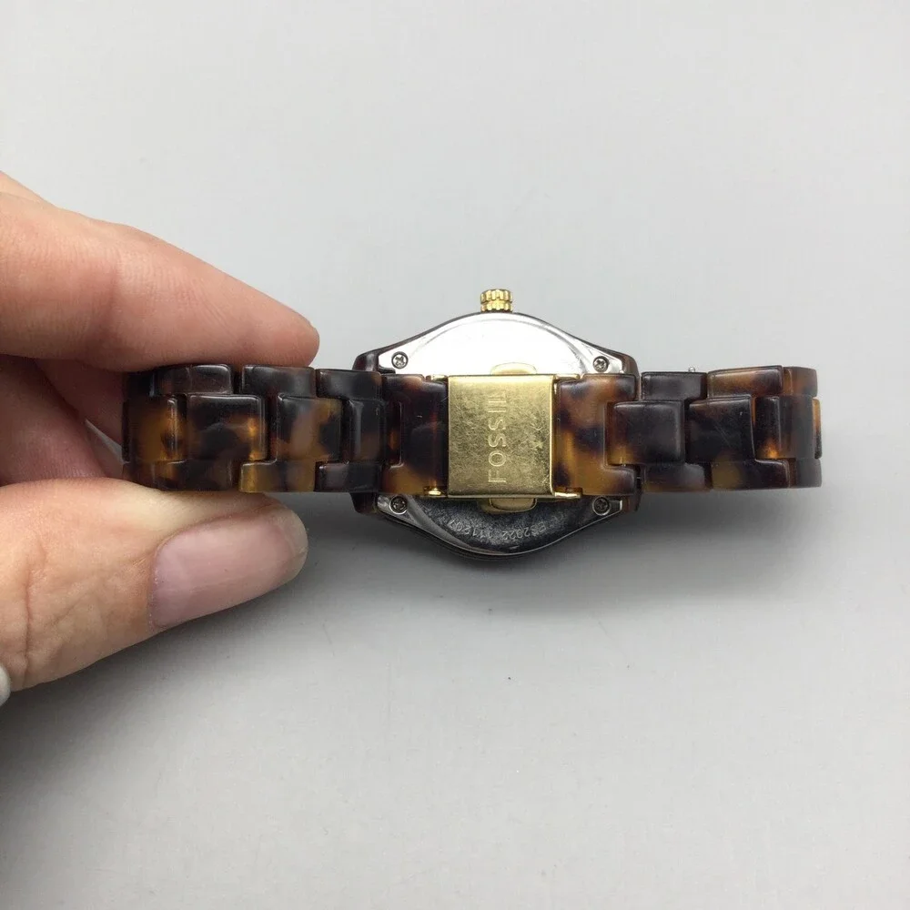 Fossil Stella Mini Womens Watch 31mm Fauxl Tortoise Crystals New Battery 6